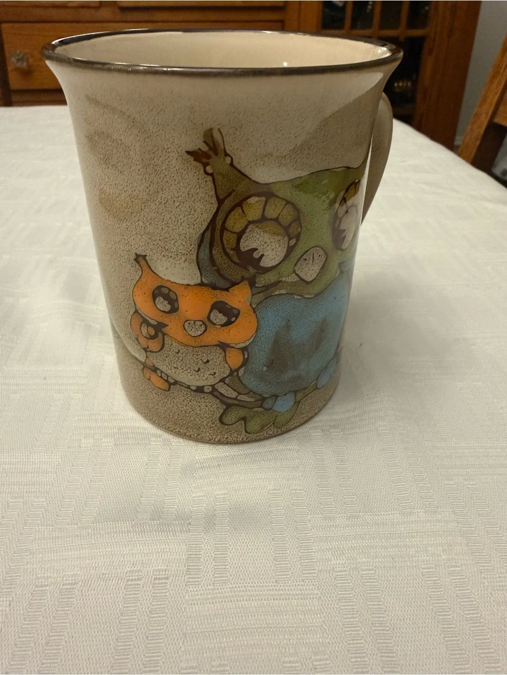 Vintage Pier One Whimsical Owl Mug 16 Ounces